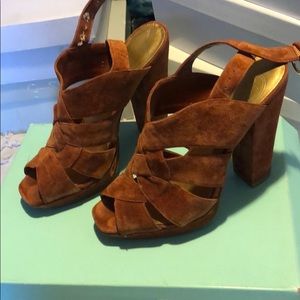 suede camel colored heels